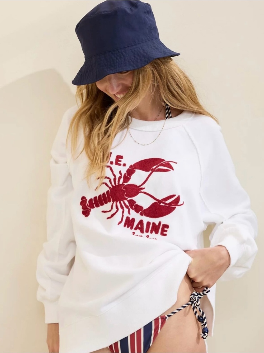 Aerie Oversized N.E. Maine Lobster Crewneck in Mint